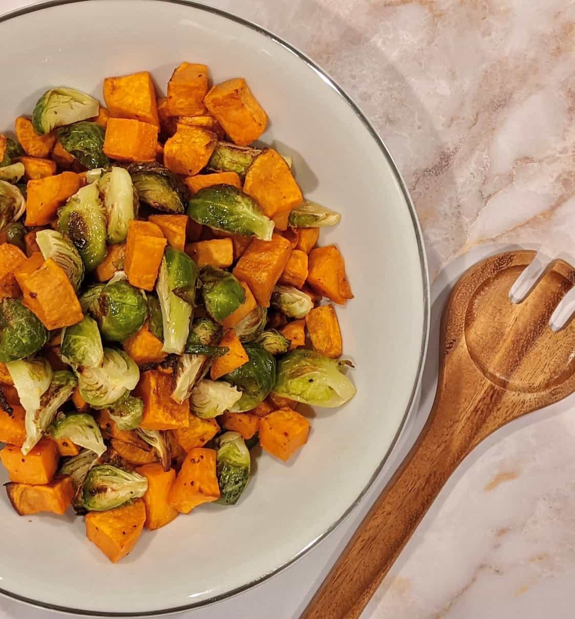 sweet potatoes and brussel sprouts