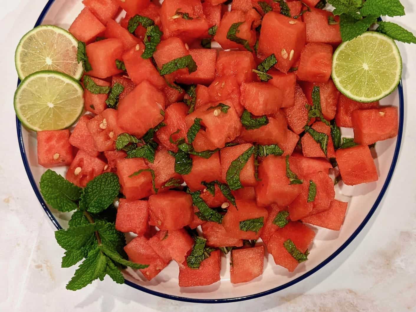watermelon salad with mint and lime